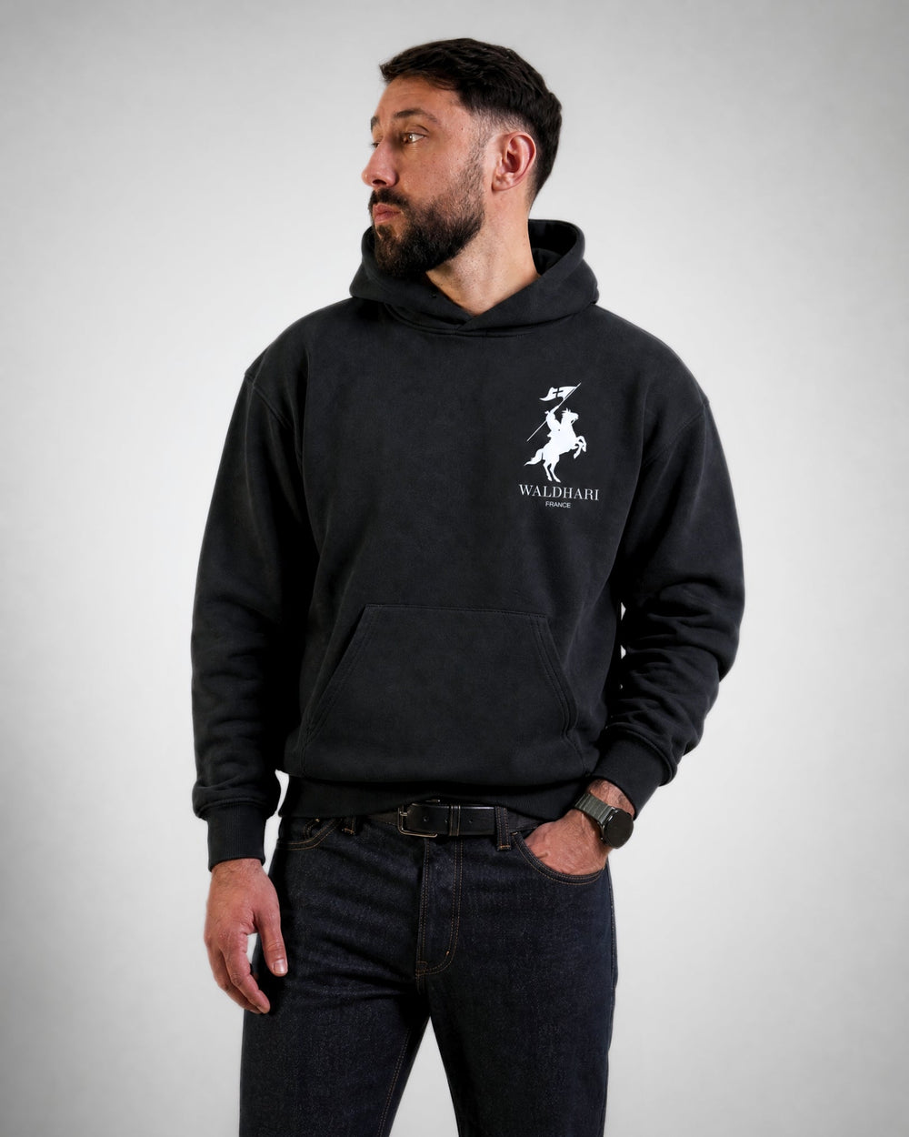 Sweat étendard Noir et Blanc Waldhari