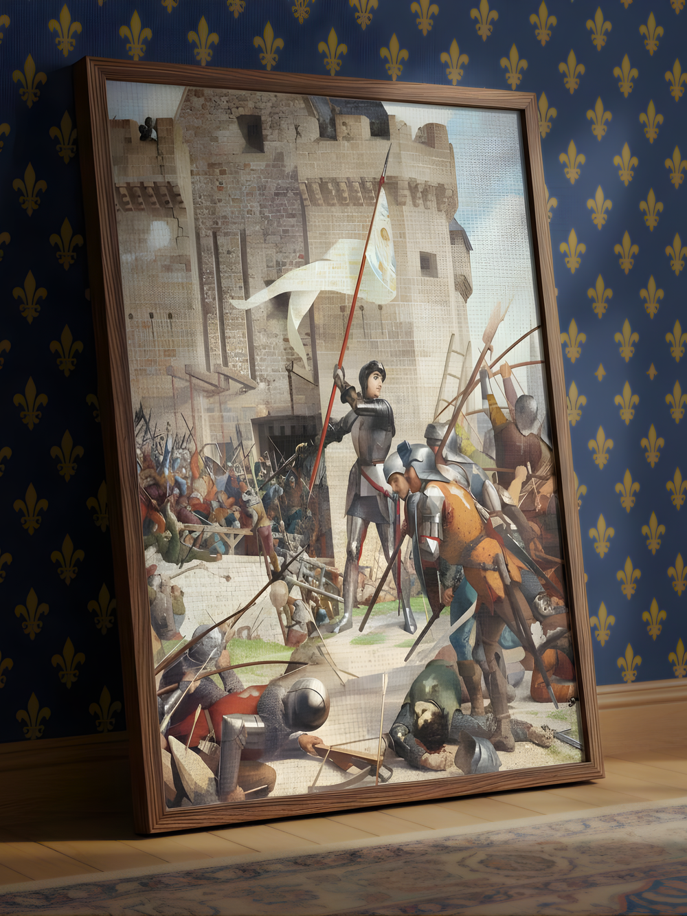 Jeanne d'Arc en armure devant Orléans Waldhari