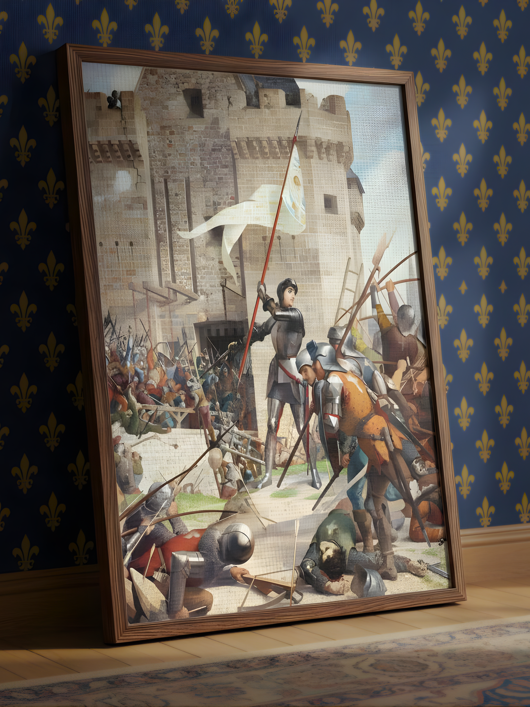 Jeanne d'Arc en armure devant Orléans Waldhari