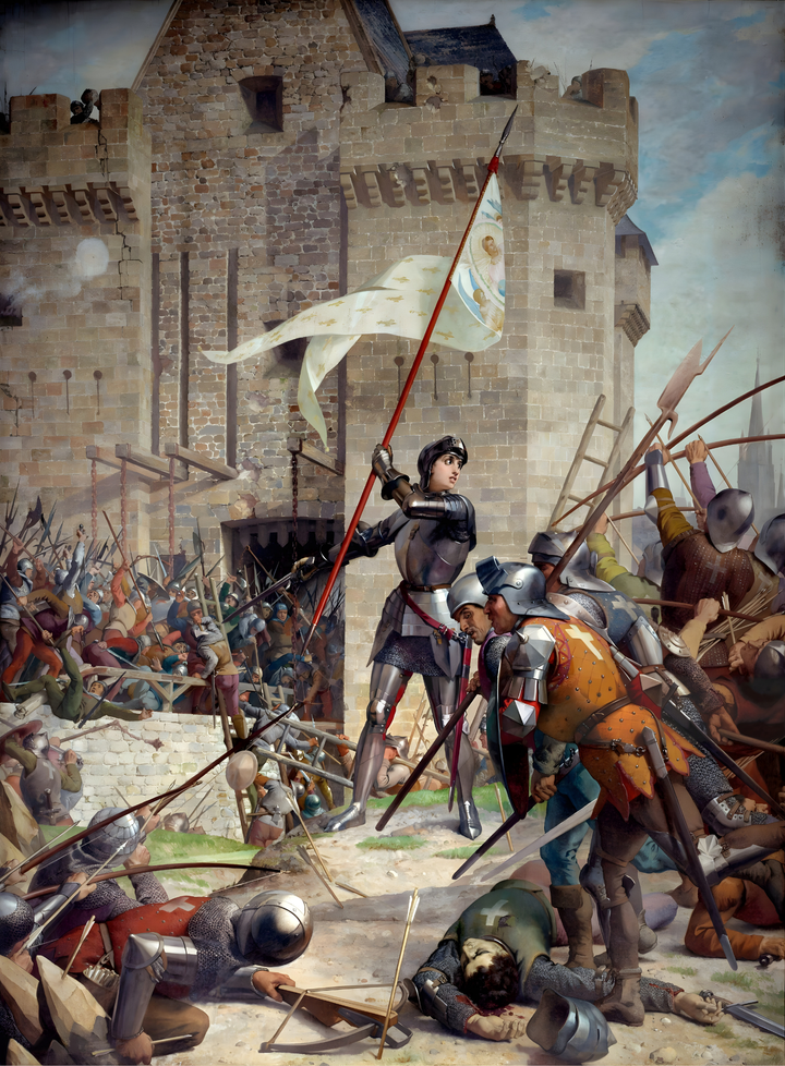 Jeanne d'Arc en armure devant Orléans Waldhari