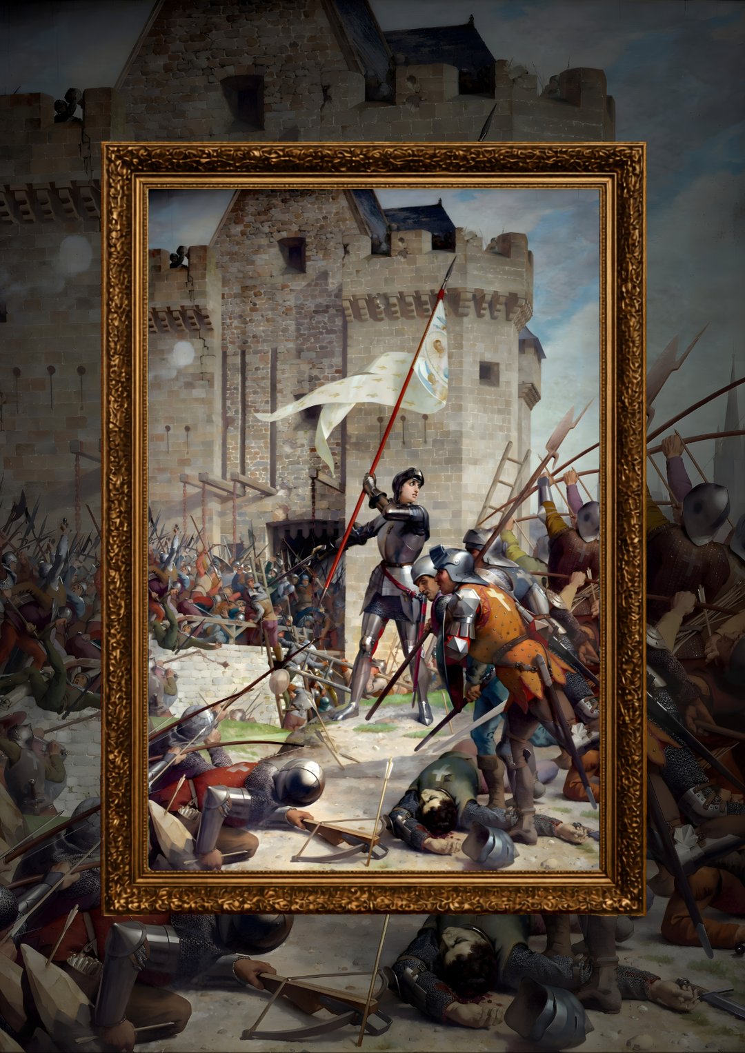Jeanne d'Arc en armure devant Orléans Waldhari
